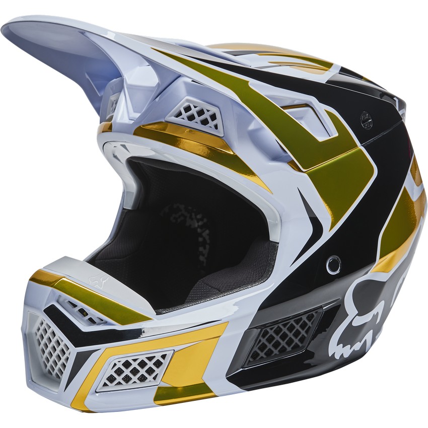 Fox V3 RS Mirer Helmet White/Black | Motocross, Enduro, Trail, Trial |  GreenlandMX